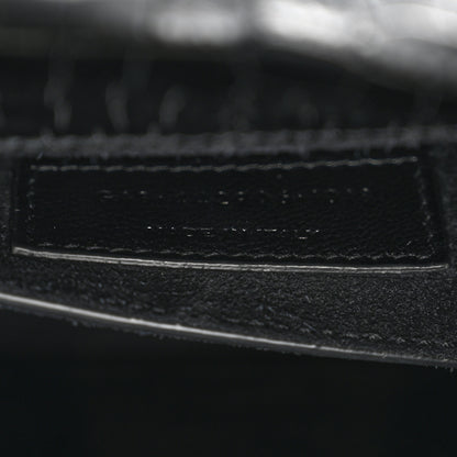 Saint Laurent Calfskin Crocodile Embossed Medium Monogram Sunset Black 8 of 13