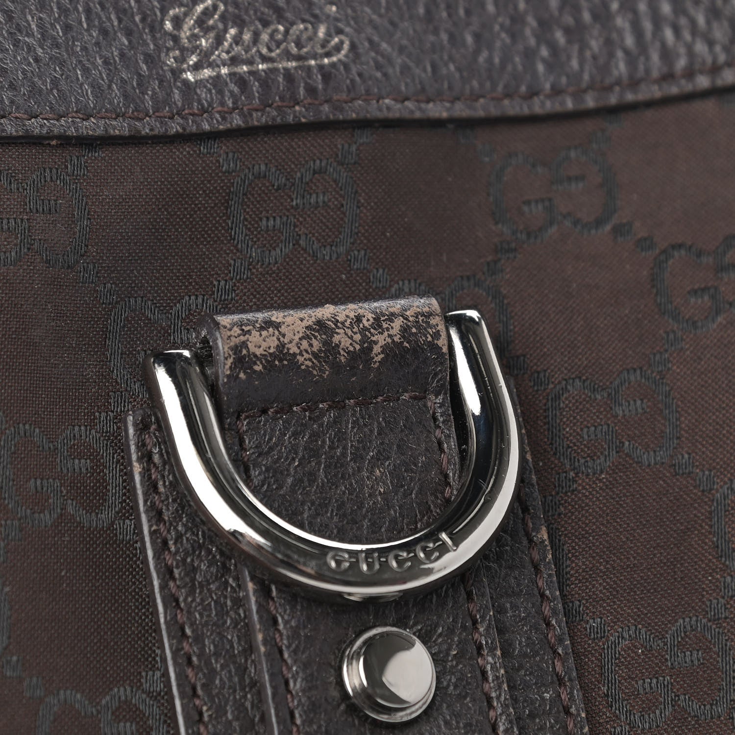 Gucci Nylon Monogram Large Abbey Tote Dark Brown 12 of 13