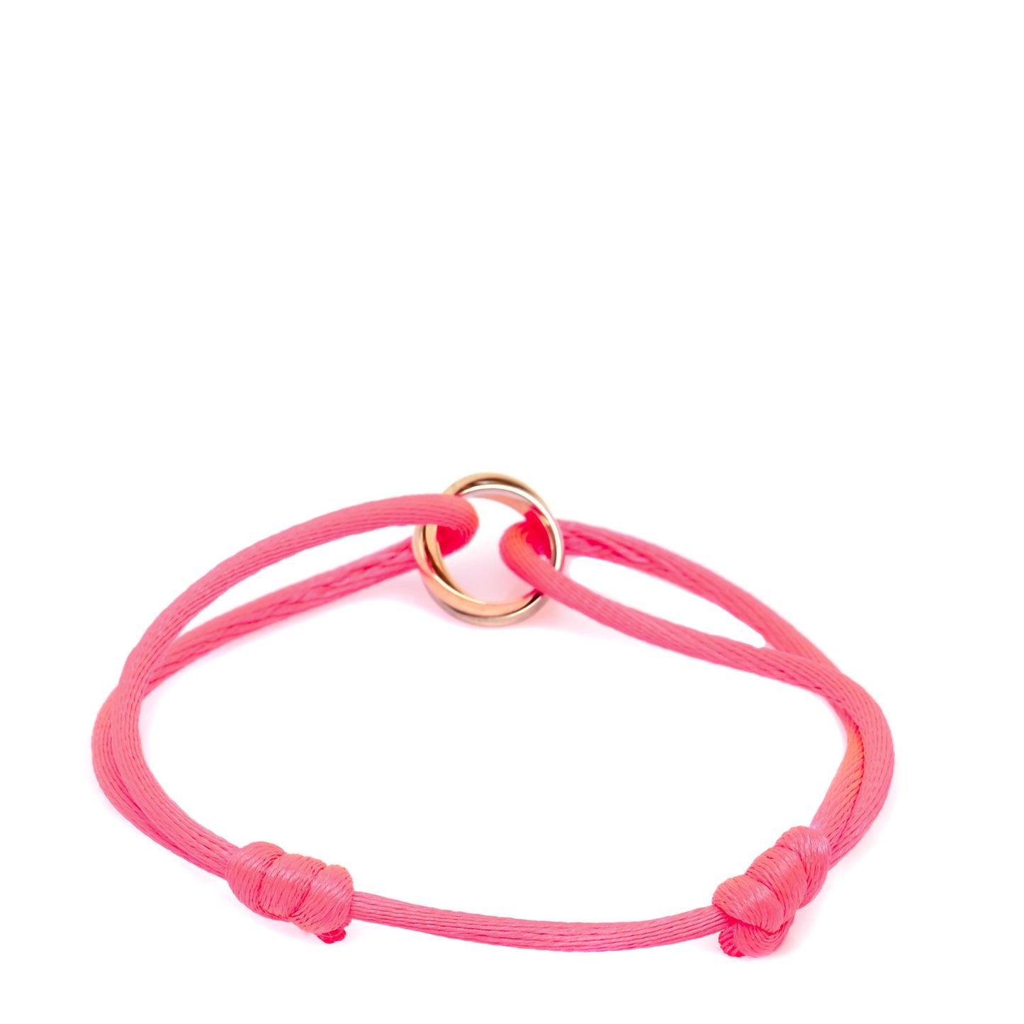 18K Pink Yellow White Gold Trinity Adjustable Cord Bracelet Neon Pink