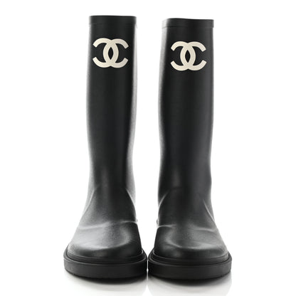 Chanel Caoutchouk CC High Boots 37 Black 2 of 10