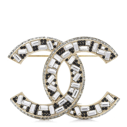 Chanel Baguette Crystal CC Brooch Gold Black 1 of 5