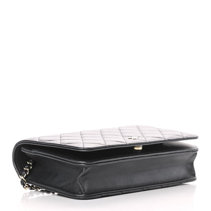 Chanel Iridescent Lambskin Quilted Pearl Wallet On Chain WOC Black 4 of 15