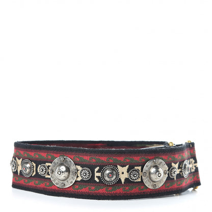 Christian Dior Canvas Embroidered Studded Bohemian Shoulder Strap Red 2 of 5