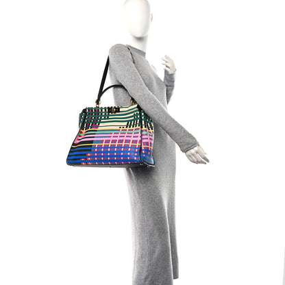 Fendi Vitello Seta Digital Print Large Peekaboo Iconic Satchel Multicolor Black 2 of 19