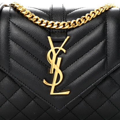 Saint Laurent Grain De Poudre Textured Mixed Matelasse Triquilt Small Monogram Satchel Black 8 of 11