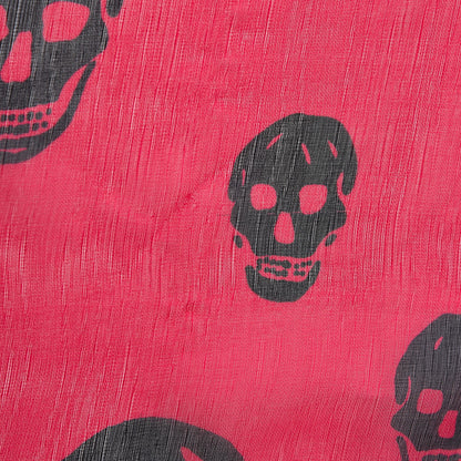 Alexander McQueen Silk Chiffon Skull Scarf Pink Black 9 of 12