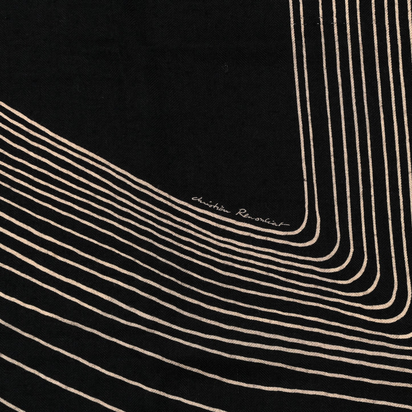 Cashmere Silk Pegase Paysage Shawl 140 Black Beige