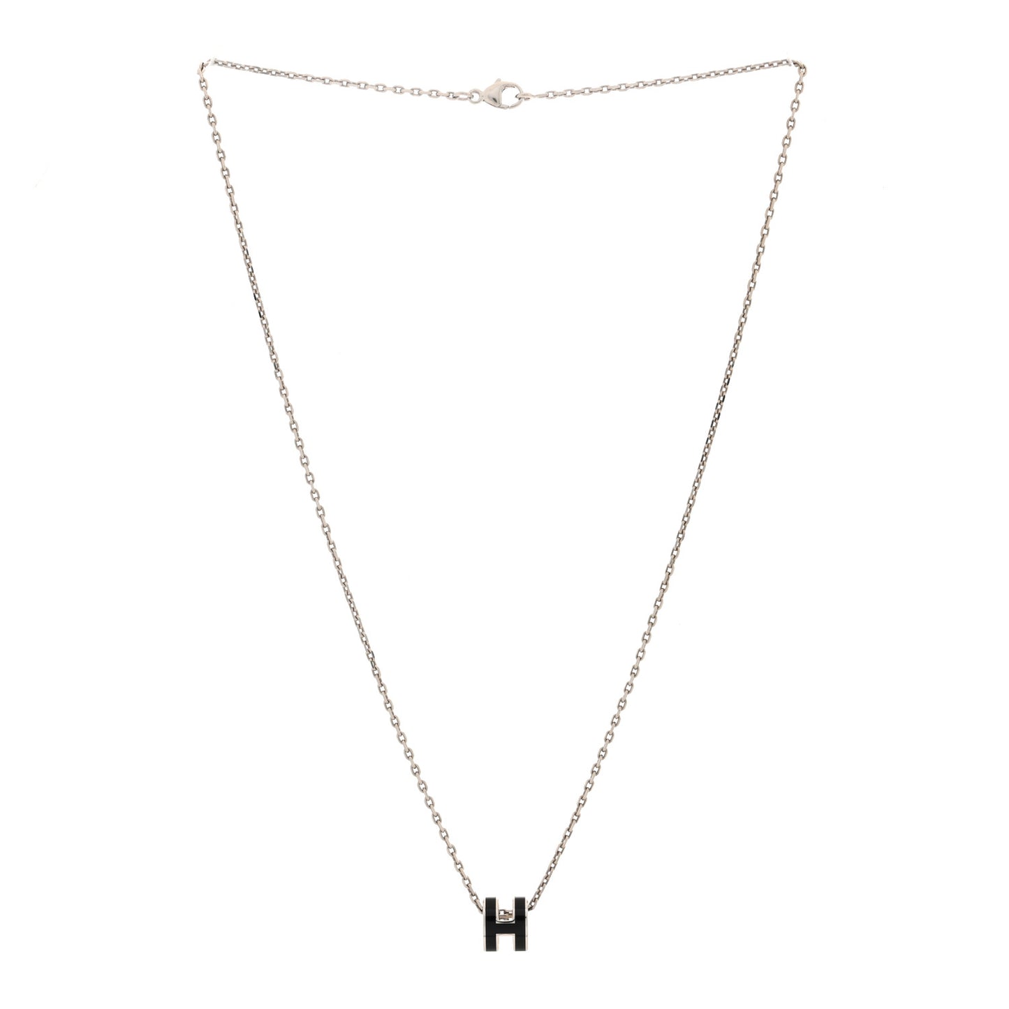 Lacquered Palladium Mini Pop H Pendant Necklace Black