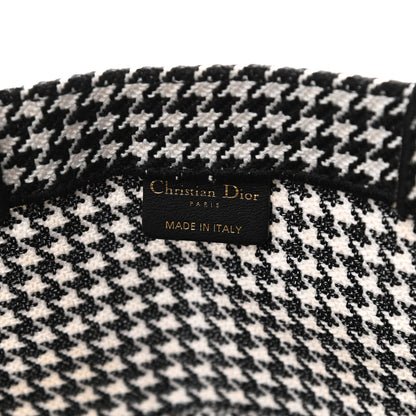 Christian Dior Canvas Houndstooth Embroidered Book Tote Black White 6 of 15