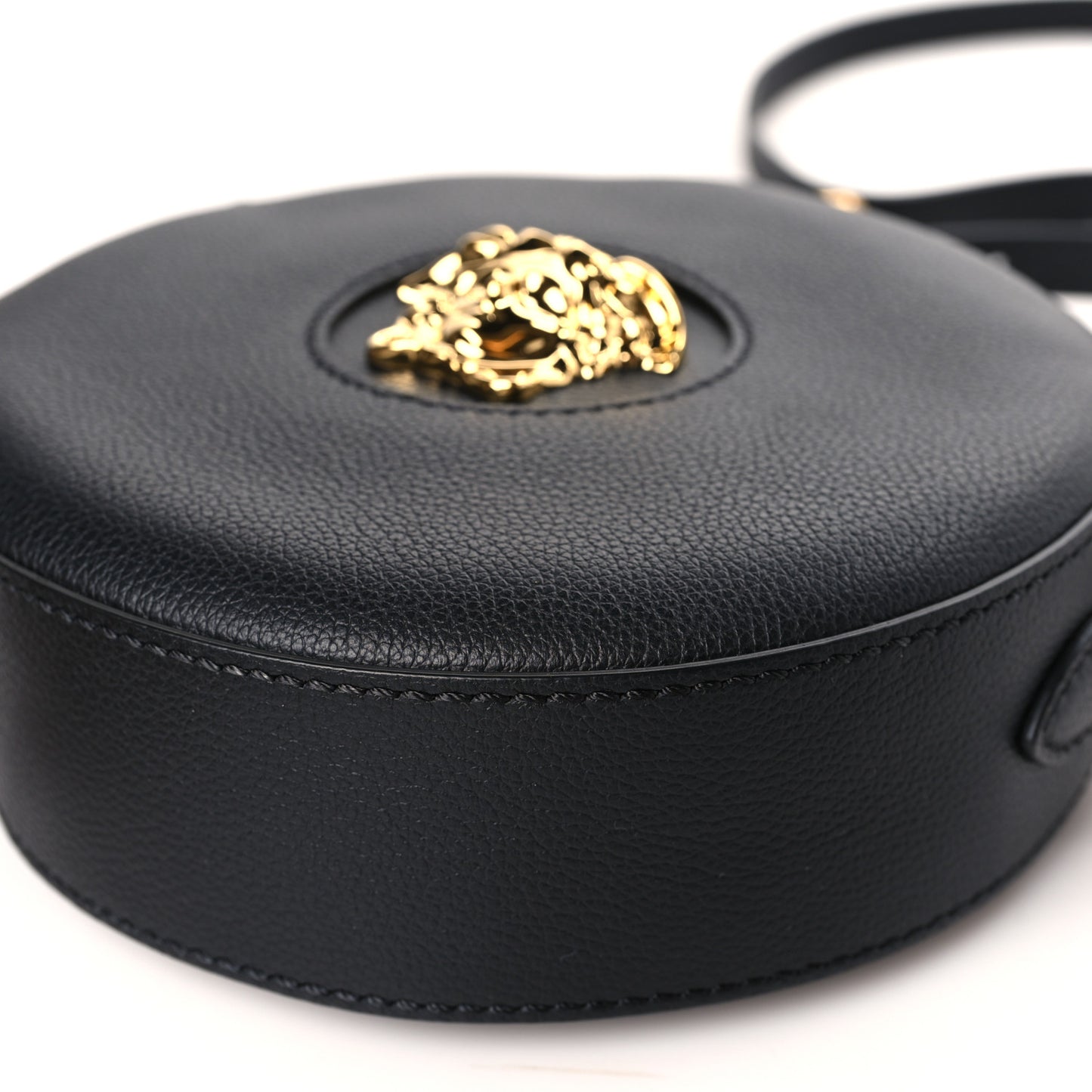 Calfskin La Medusa Round Camera Bag Black