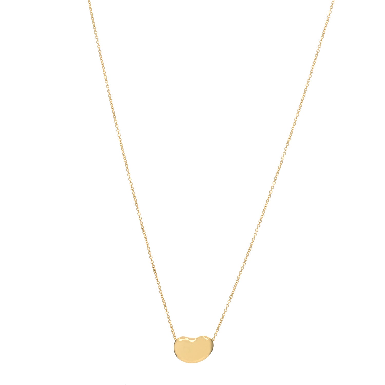 Tiffany 18K Yellow Gold 14mm Elsa Peretti Bean Pendant Necklace 1 of 3