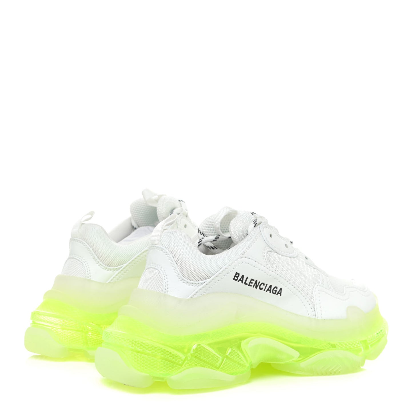 Fabric Mesh Clear Sole Fluo Womens Triple S Sneakers 36 White Fluo Yellow