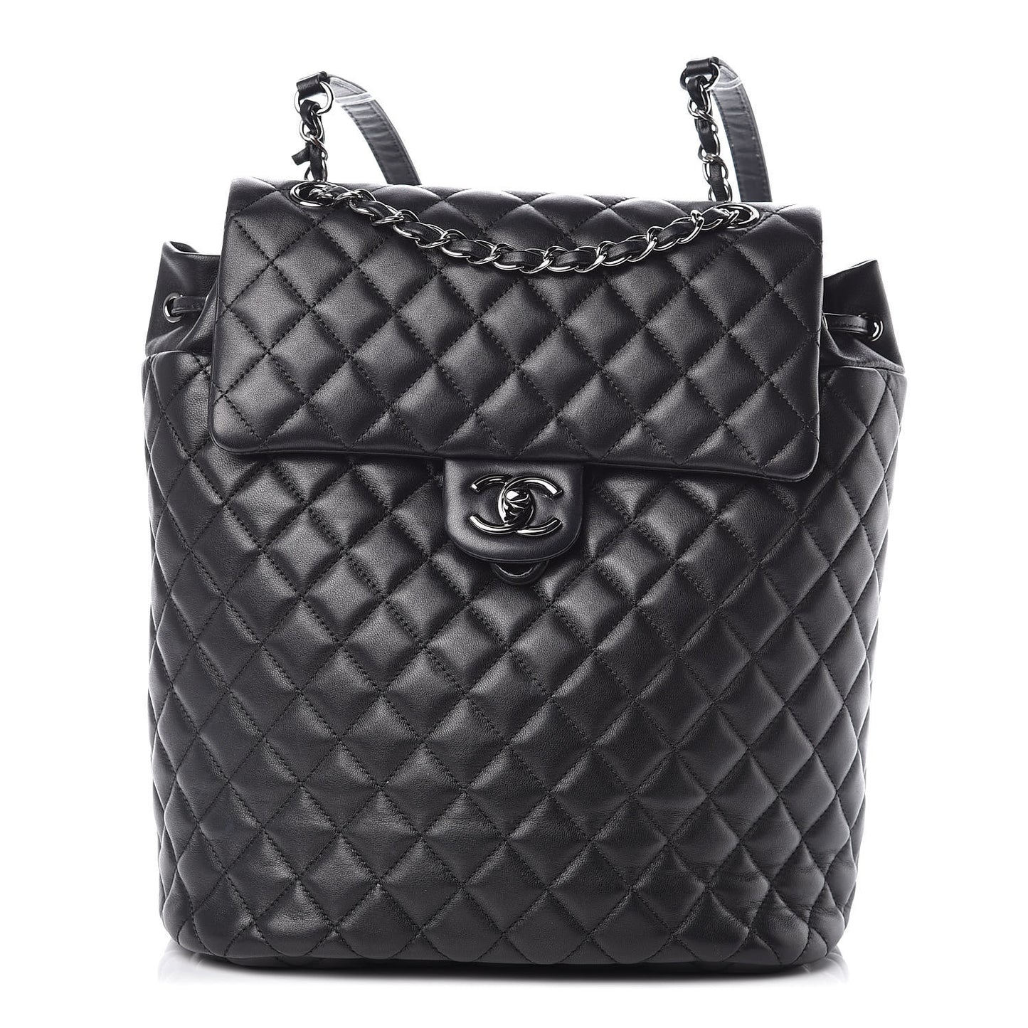Lambskin Quilted Large Urban Spirit Backpack Black