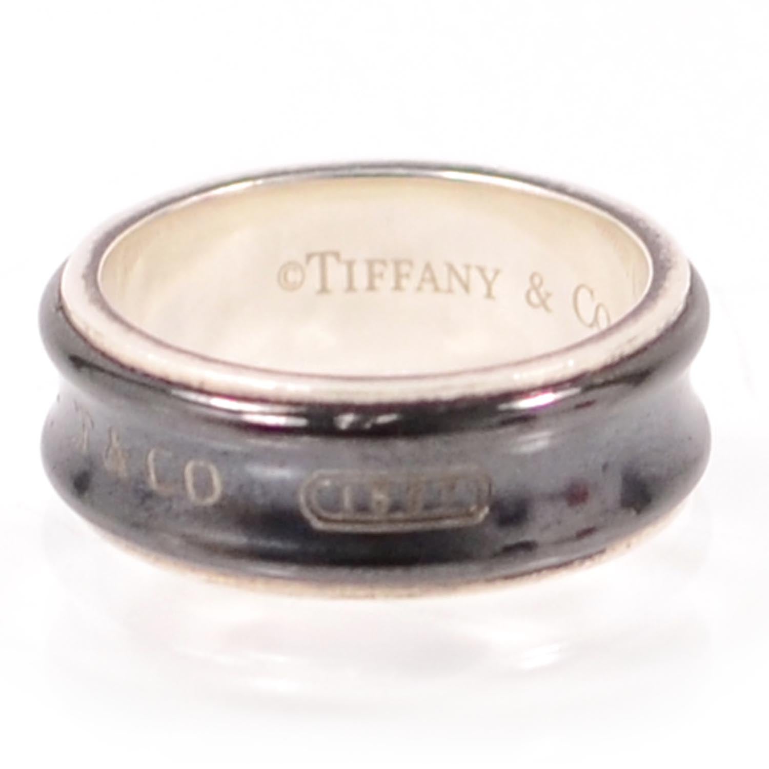 Tiffany Sterling Silver Titanium 1837 Ring 10 Black 4 of 5