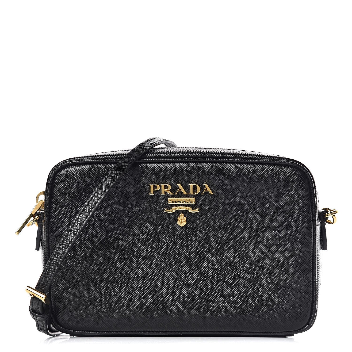 Prada Saffiano Lux Small Camera Crossbody Bag Black 1 of 9