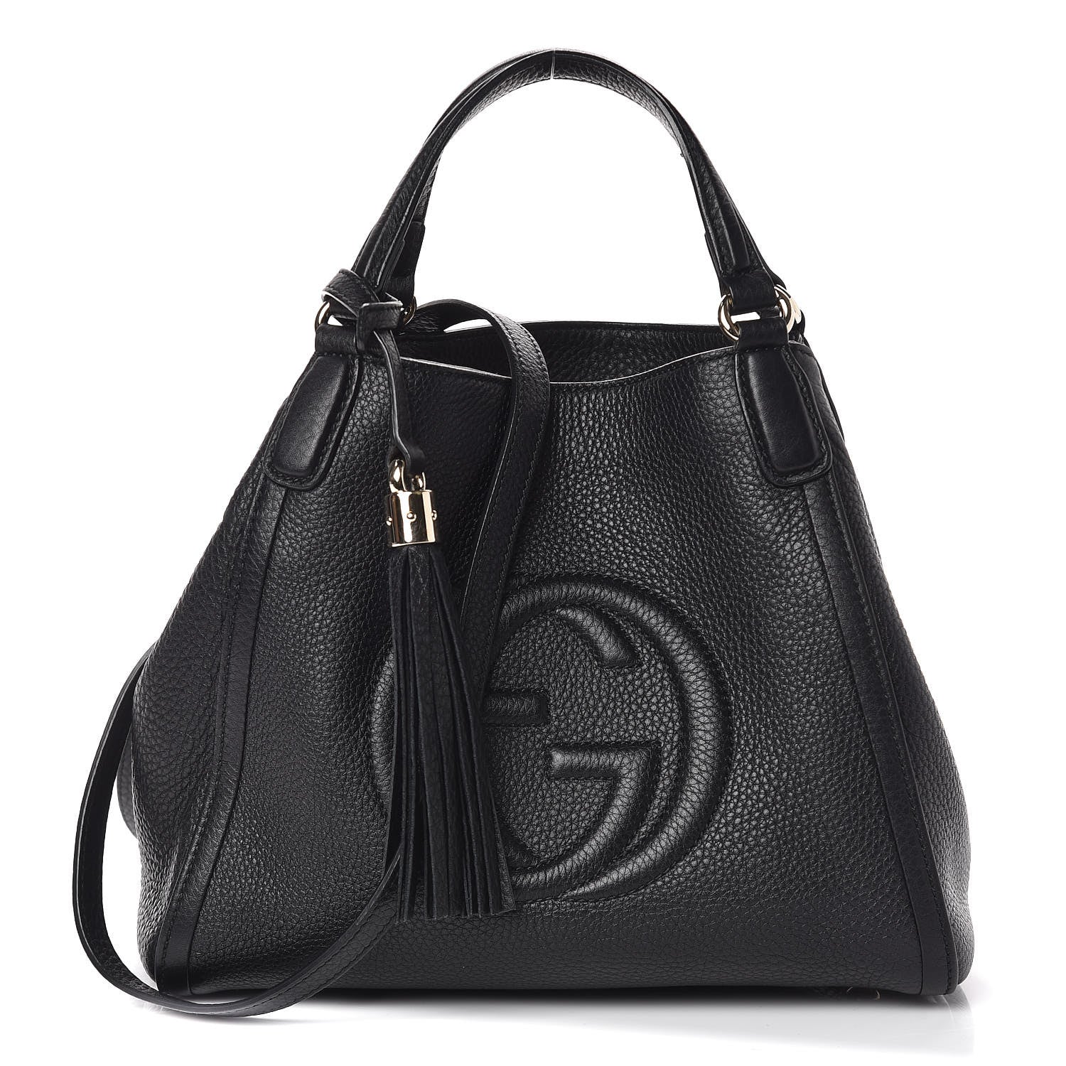 Gucci Pebbled Calfskin Small Soho Shoulder Bag Black 1 of 9