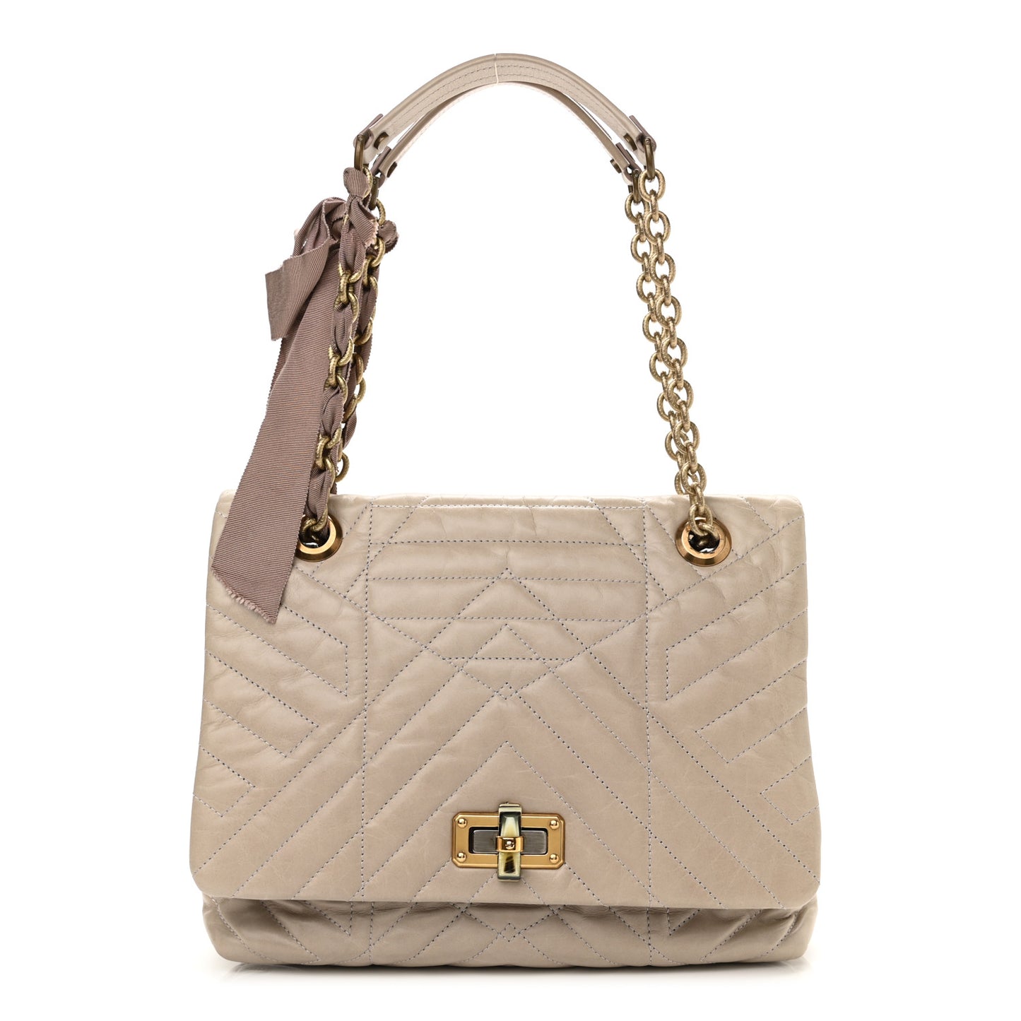 Calfskin Quilted Medium Happy Shoulder Bag Grey