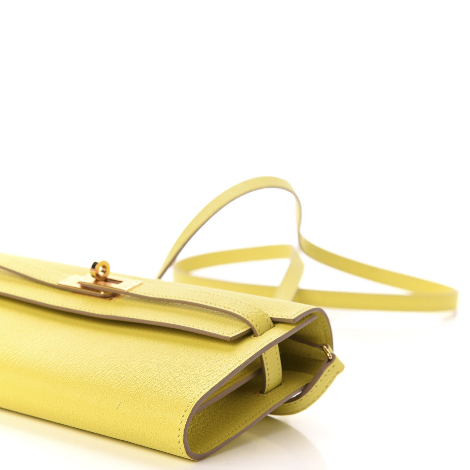Hermes Chevre Mysore Kelly Wallet To Go Lime 8 of 10