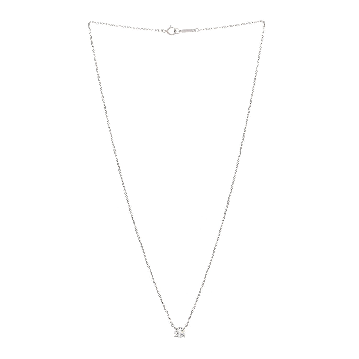 Tiffany Platinum Diamond .58ct Solitaire Pendant Necklace 2 of 5