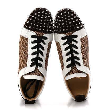 Christian Louboutin Calfskin Mens Louis Junior Spikes Orlato Flat Sneakers 44 Cuoio White 2 of 10