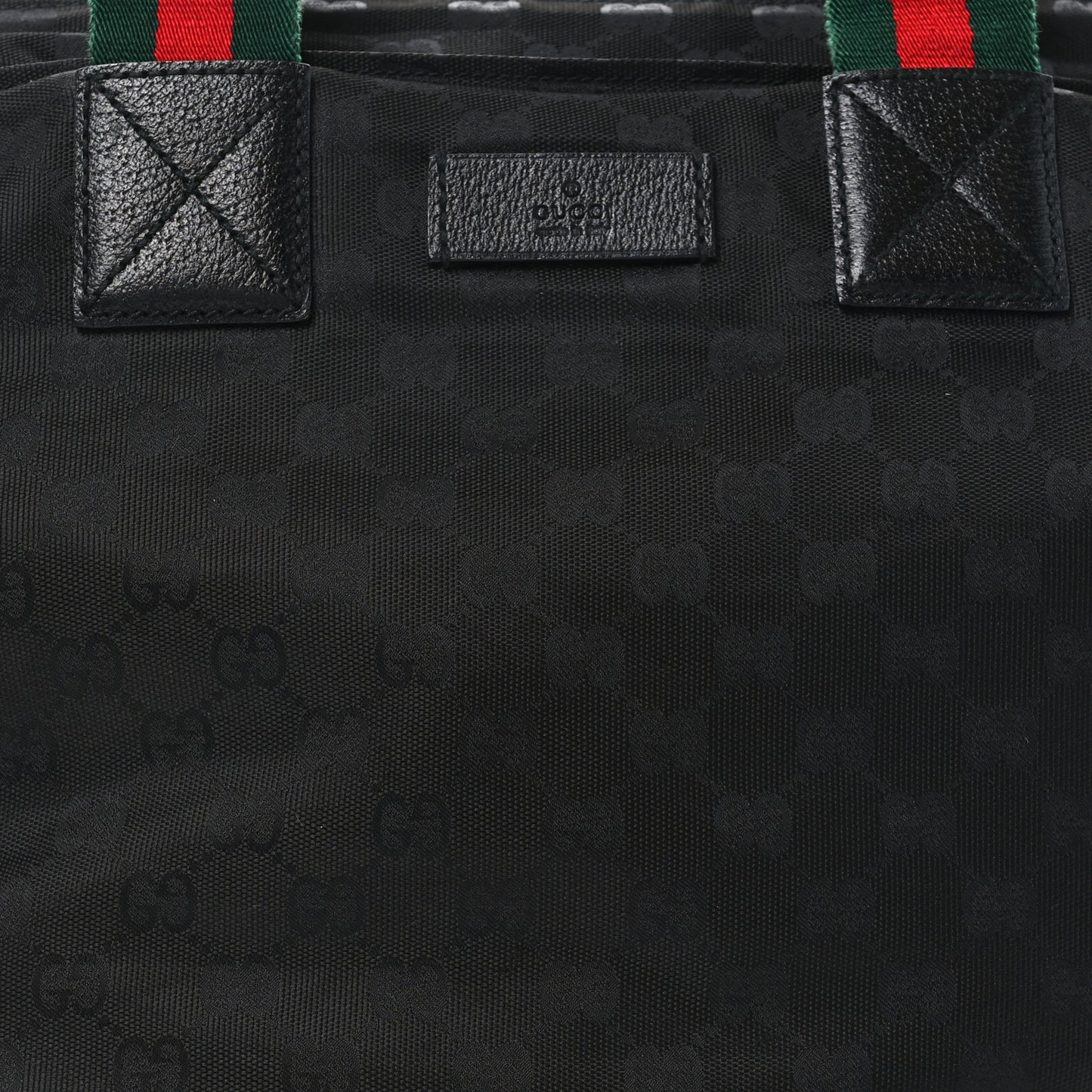 GG Monogram Large Web Handle Bucket Tote Black