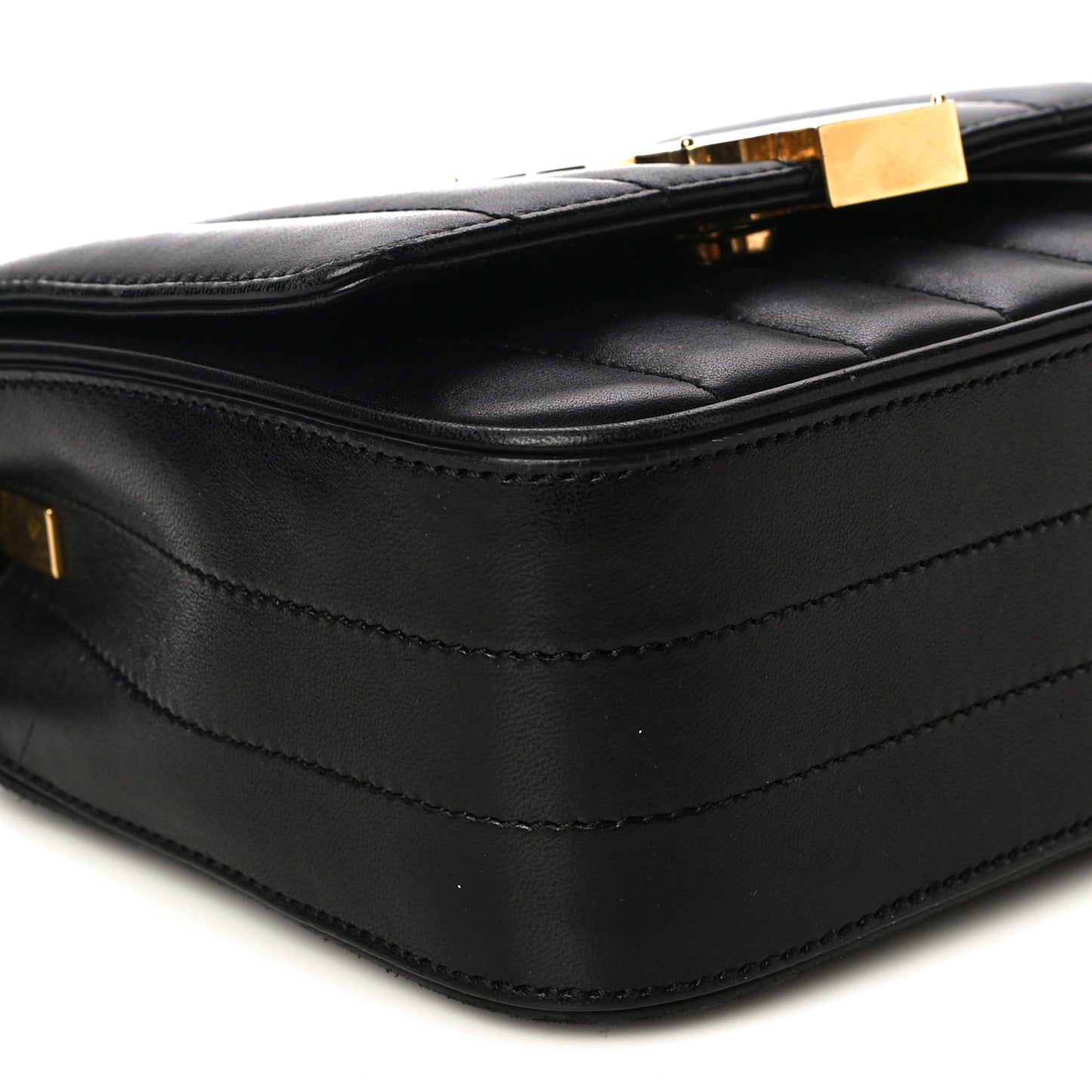 Lambskin Matelasse Monogram Small Vicky Chain Bag Black