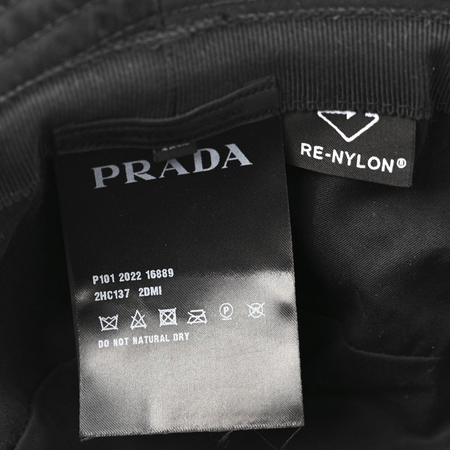Prada Re-Nylon Metal Triangle Logo Womens Bucket Hat XL Black 8 of 9