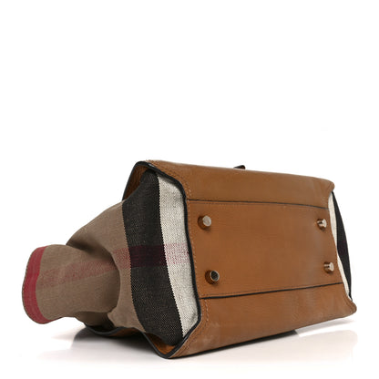 Burberry Mega Check Grained Calfskin Medium Harcourt Satchel Saddle Brown 6 of 19