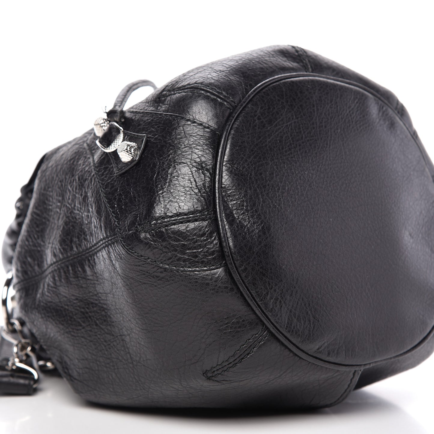 Agneau Giant 12 Silver Hardware Mini Pompon Black