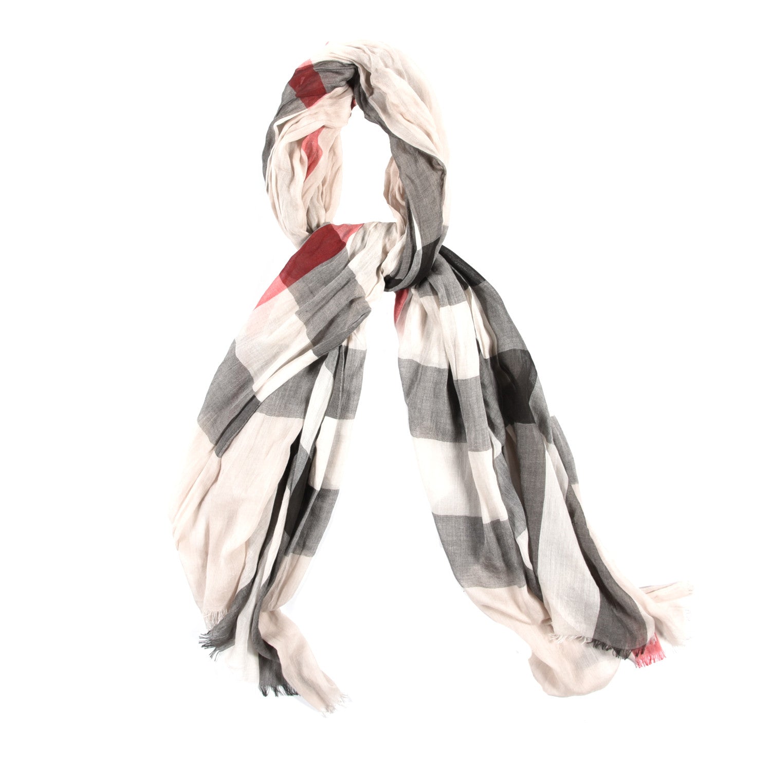 Burberry Wool Silk Gauze Mega Check Lightweight Scarf Stone 1 of 3