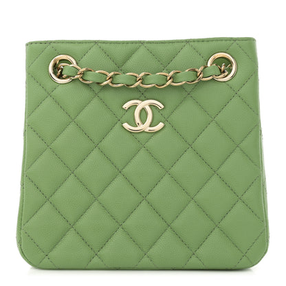 Chanel Caviar Quilted Mini Bucket Bag Green 1 of 10