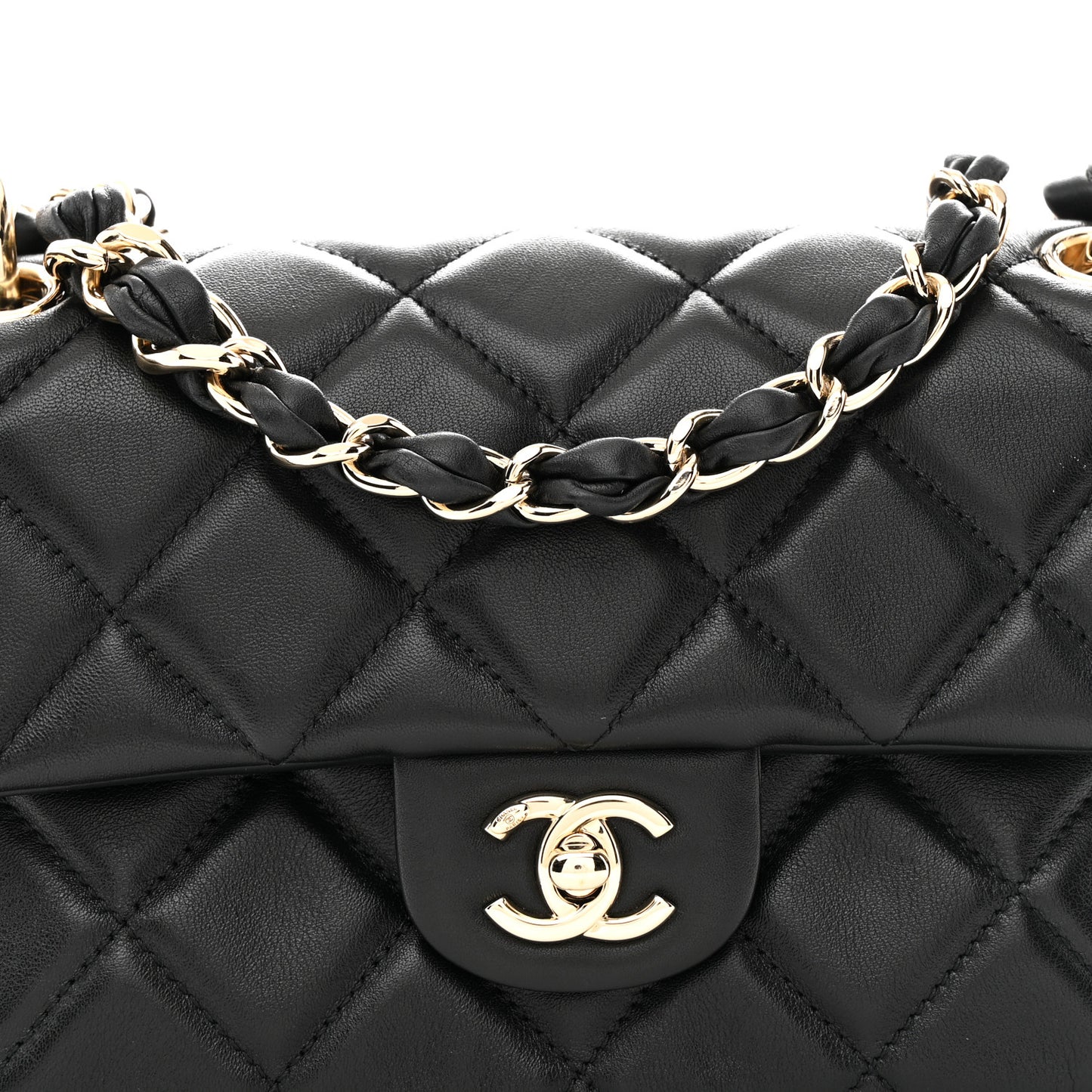 Calfskin Quilted Pocket Chic Flap Bag Black