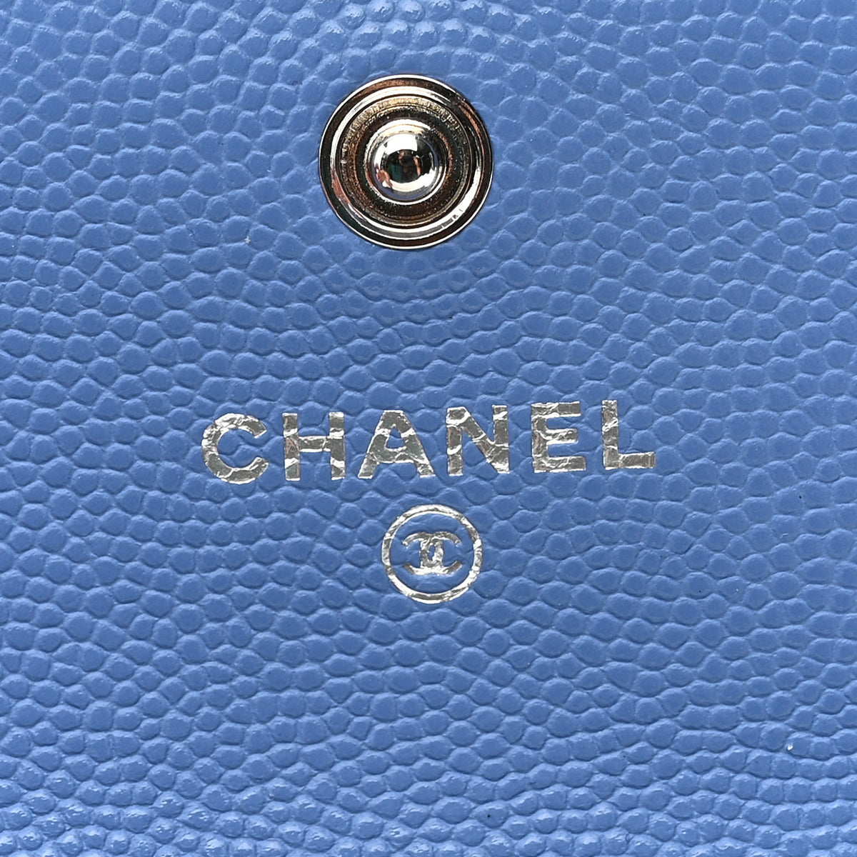 Chanel Caviar Quilted Textured CC Flap Card Holder Blue 6 of 9