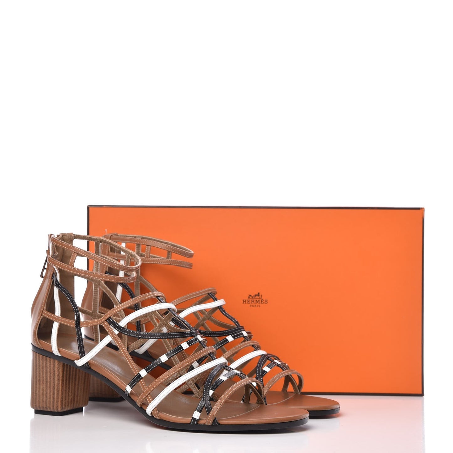 Calfskin Ragazza Sandals 41 Palissandre White Black