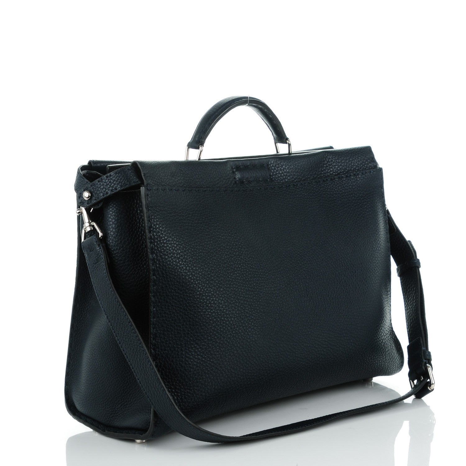 Fendi Cuoio Romano Selleria Bi-Color Large Mens Peekaboo Iconic Essential Satchel Lavagna Black 3 of 7