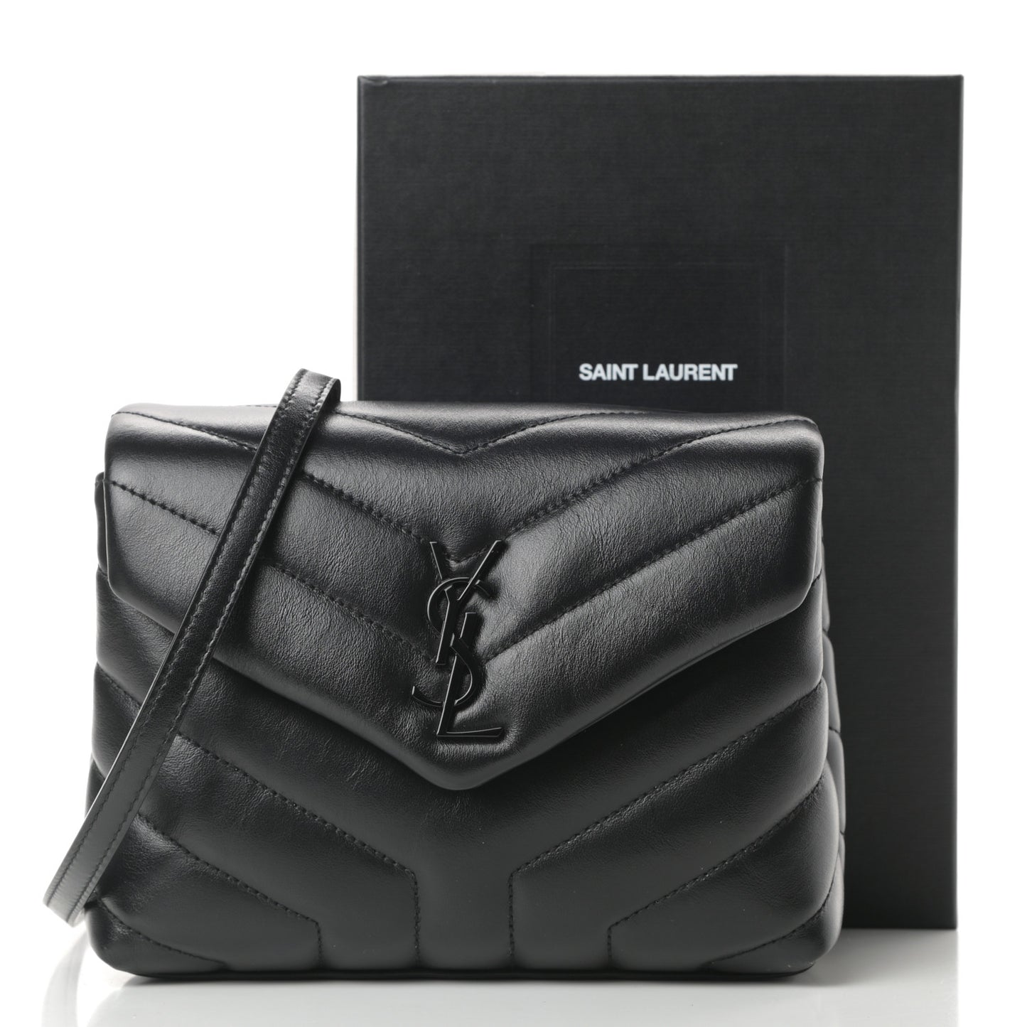 Calfskin Y Quilted Monogram Toy Loulou Crossbody Bag Black