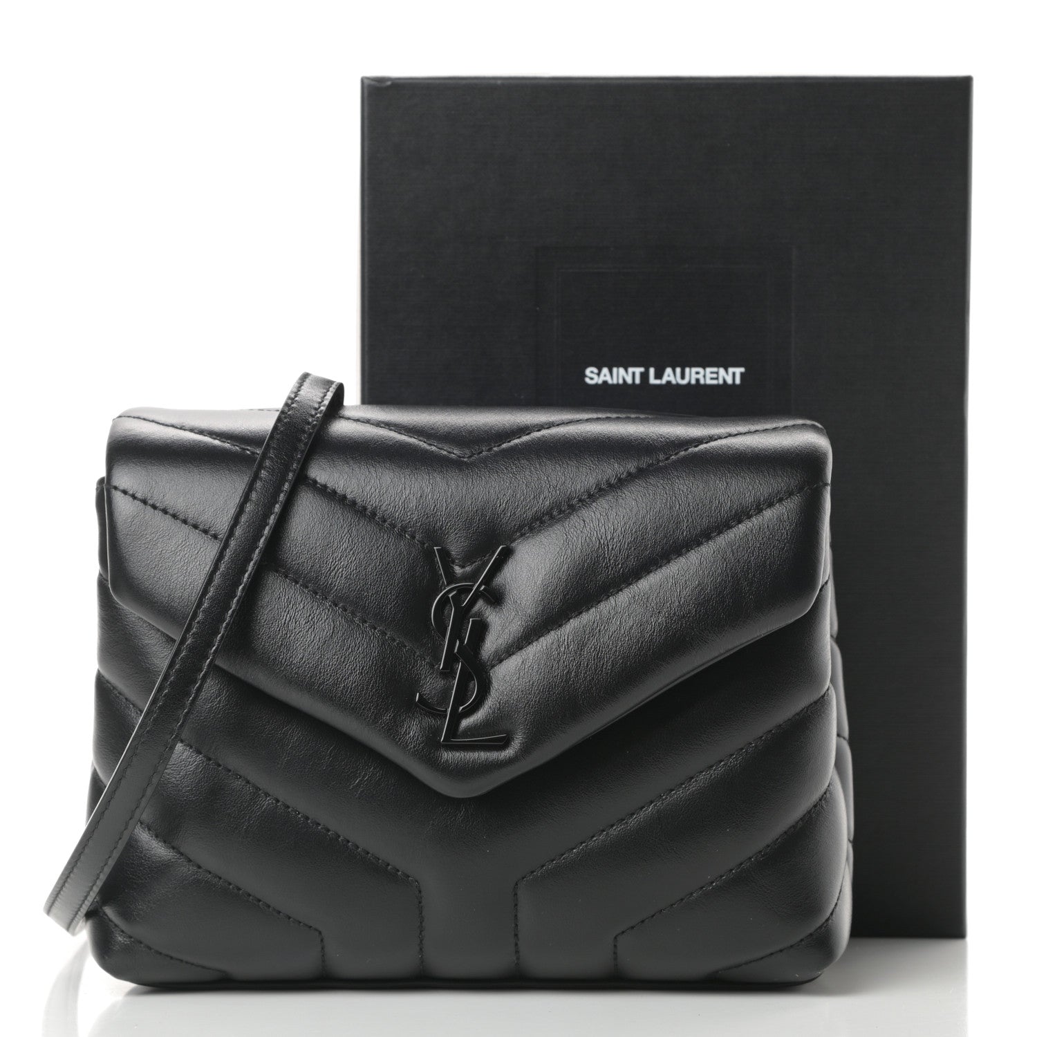 Saint Laurent Calfskin Y Quilted Monogram Toy Loulou Crossbody Bag Black 11 of 11