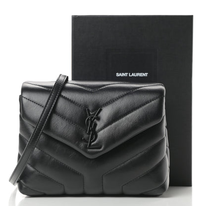 Saint Laurent Calfskin Y Quilted Monogram Toy Loulou Crossbody Bag Black 11 of 11