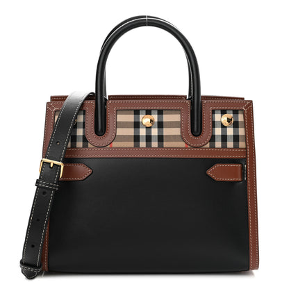 Burberry Calfskin Vintage Check Baby Two Handle Title Bag Black 1 of 9