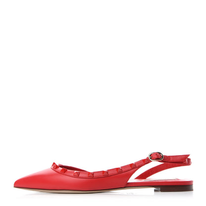 Valentino Garavani Nappa Monochrome Rockstud Slingback Flats 37 Rosso Valentino 1 of 9
