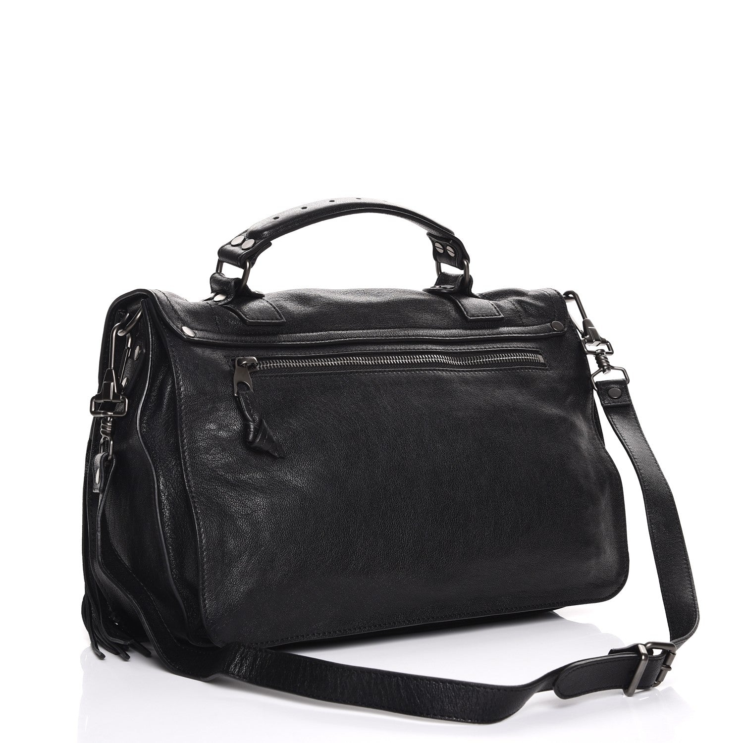 Proenza Schouler Lambskin Fringe Medium PS1 Satchel Black 4 of 8