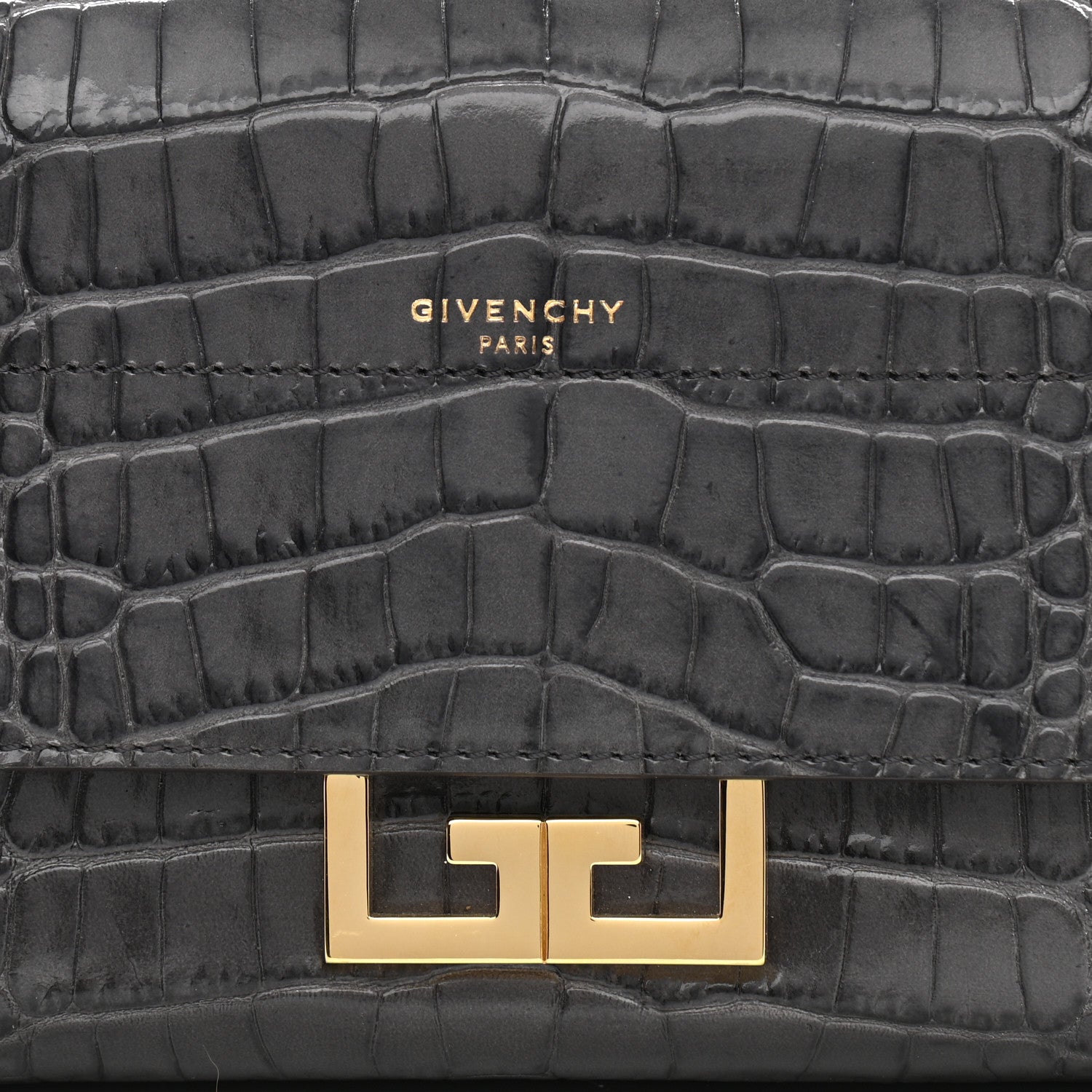 Givenchy Calfskin Crocodile Embossed Eden Mini Top Handle Storm Grey 8 of 10