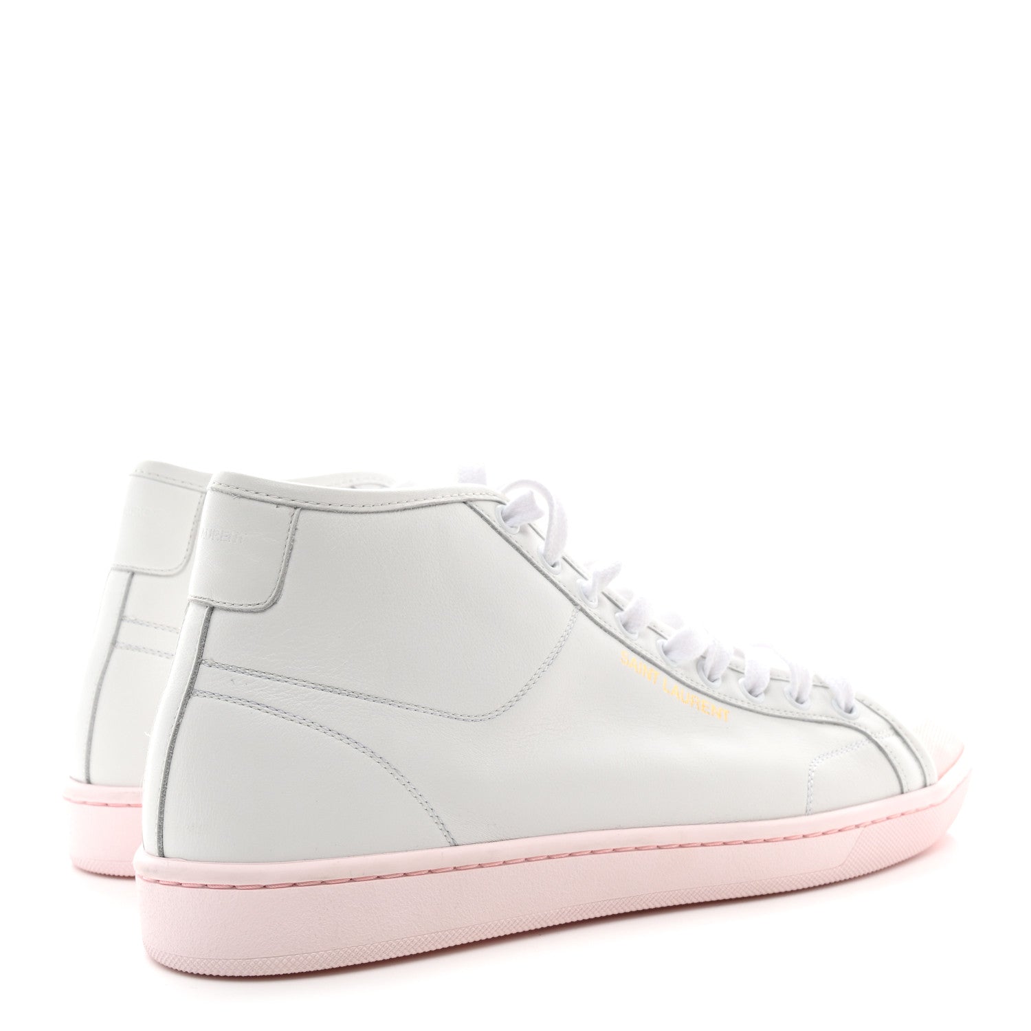 Saint Laurent Calfskin Womens Court Classic SL/39 Mid Top Sneakers Blanc Bebe 41 Blanc Bebe Rose 4 of 8