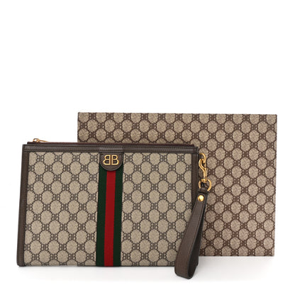 Gucci X BALENCIAGA BB Supreme Monogram Web Ophidia Wristlet Beige New Acero 8 of 8