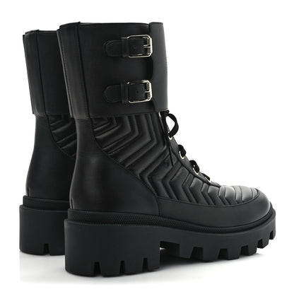 Gucci Nappa Frances GG Matelasse Platform Combat Boots 39.5 Black 4 of 8