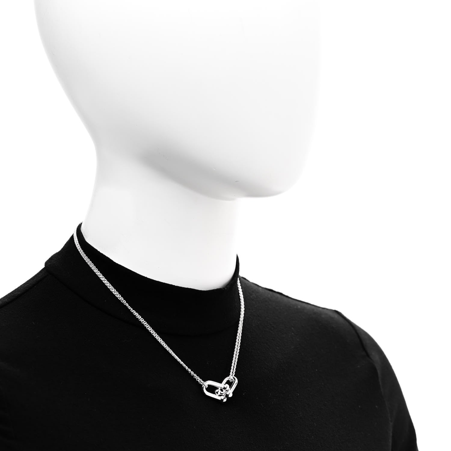 Tiffany Sterling Silver Double HardWear Link Pendant Necklace 2 of 7