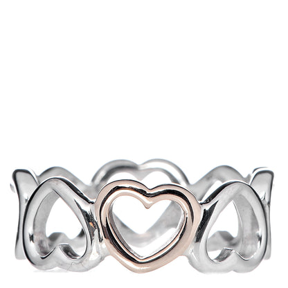 Tiffany Sterling Silver 18K Rose Gold Hearts Eternity Band Ring 50 5.5 1 of 4