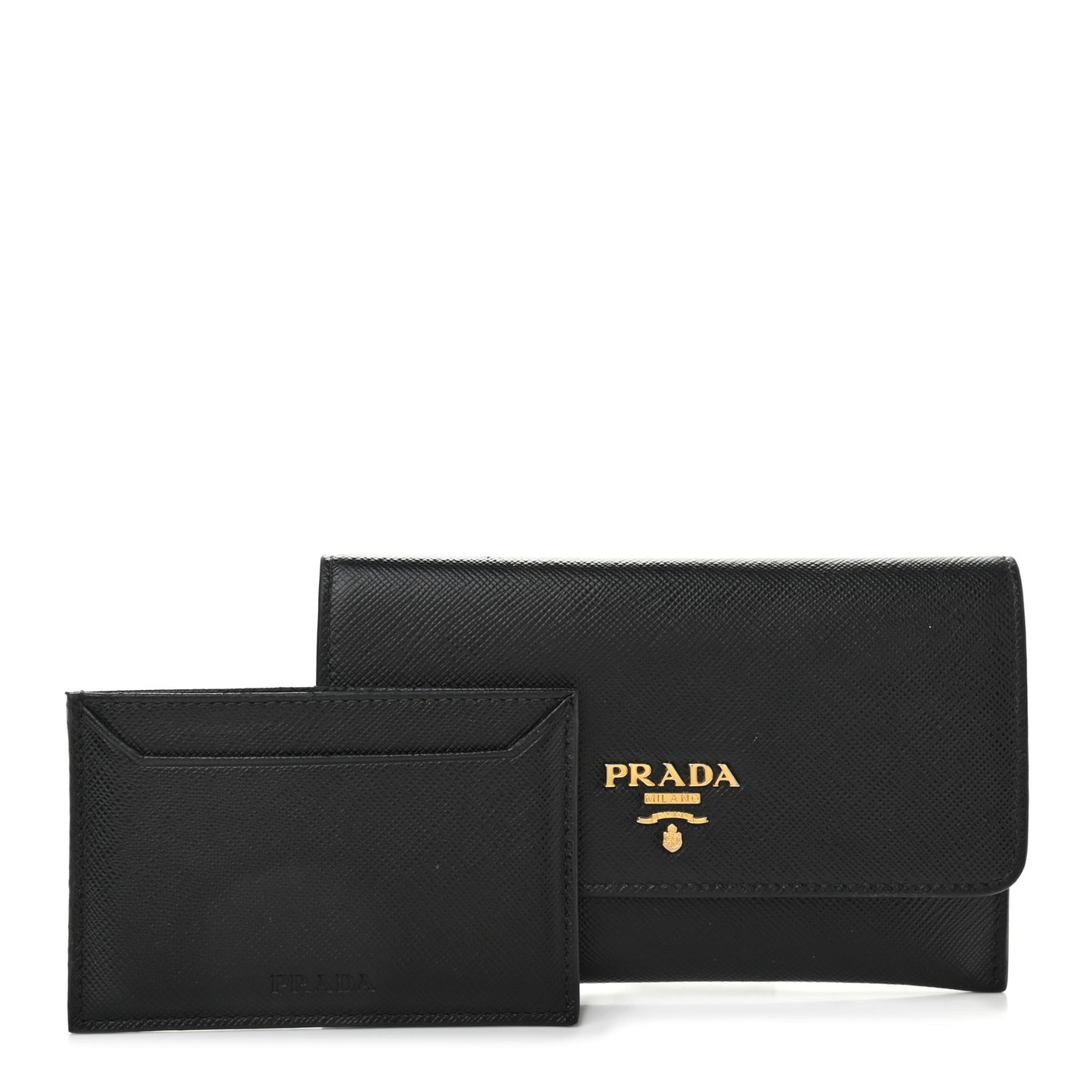 Saffiano Metal Flap Wallet Black