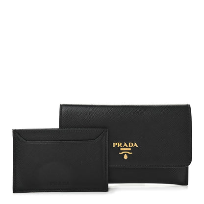 Prada Saffiano Metal Flap Wallet Black 1 of 15