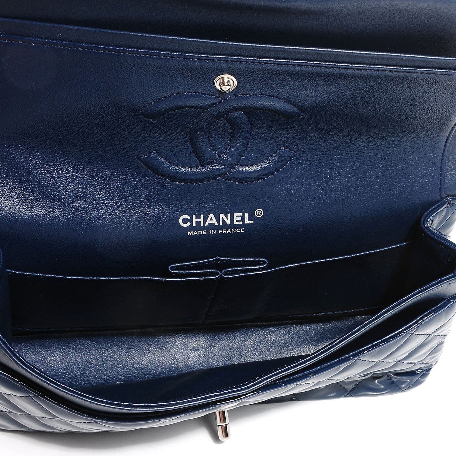 Chanel Patent Quilted Medium Double Flap Navy 7 of 8